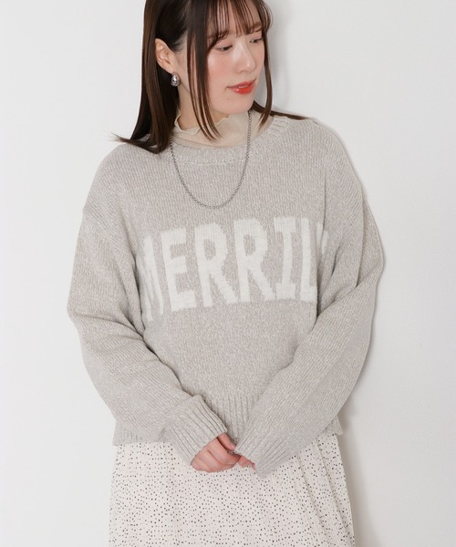 cepo（セポ）の「ヨリ杢ジャガードロゴニット（ニット/セーター・レディース・チャコール/グレー/ピンク・M）」の2枚目の写真