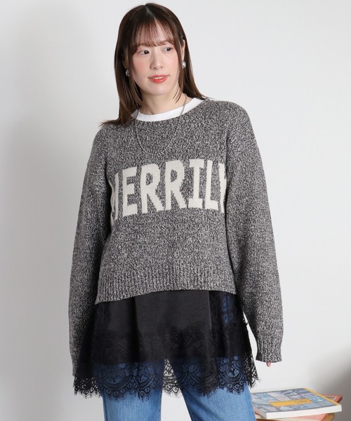 cepo（セポ）の「ヨリ杢ジャガードロゴニット（ニット/セーター・レディース・チャコール/グレー/ピンク・M）」の3枚目の写真