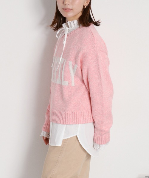 cepo（セポ）の「ヨリ杢ジャガードロゴニット（ニット/セーター・レディース・チャコール/グレー/ピンク・M）」の19枚目の写真