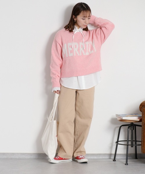 cepo（セポ）の「ヨリ杢ジャガードロゴニット（ニット/セーター・レディース・チャコール/グレー/ピンク・M）」の17枚目の写真