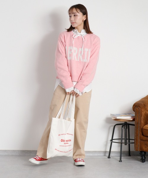 cepo（セポ）の「ヨリ杢ジャガードロゴニット（ニット/セーター・レディース・チャコール/グレー/ピンク・M）」の13枚目の写真