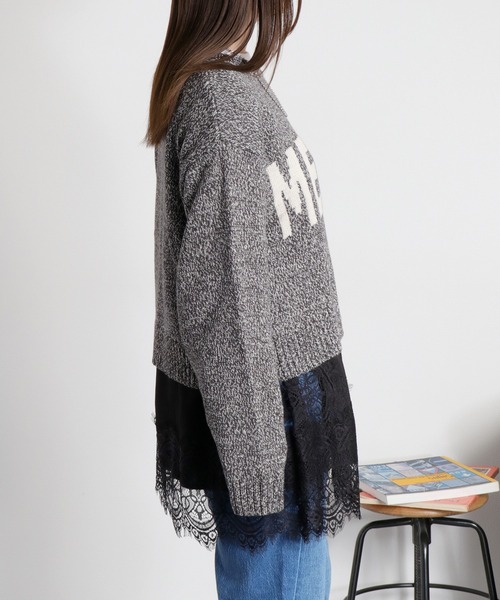 cepo（セポ）の「ヨリ杢ジャガードロゴニット（ニット/セーター・レディース・チャコール/グレー/ピンク・M）」の10枚目の写真