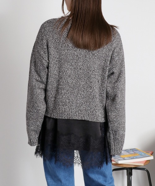 cepo（セポ）の「ヨリ杢ジャガードロゴニット（ニット/セーター・レディース・チャコール/グレー/ピンク・M）」の9枚目の写真
