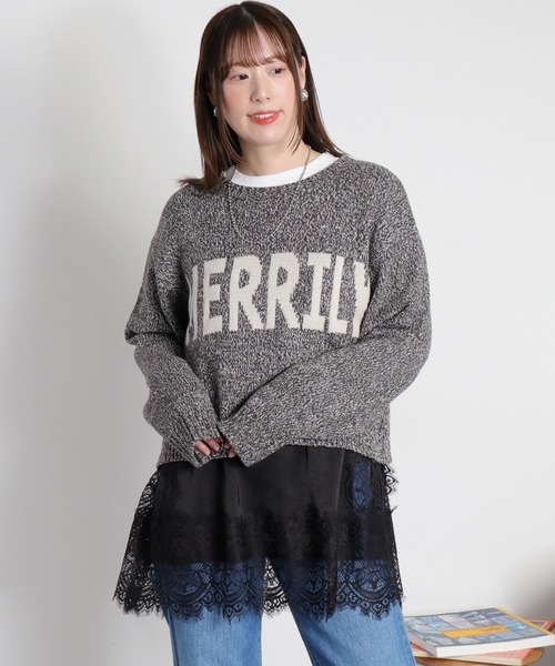 cepo（セポ）の「ヨリ杢ジャガードロゴニット（ニット/セーター・レディース・チャコール/グレー/ピンク・M）」の5枚目の写真