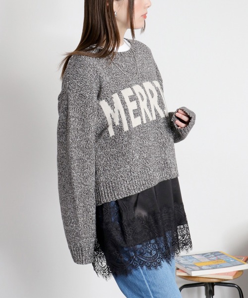 cepo（セポ）の「ヨリ杢ジャガードロゴニット（ニット/セーター・レディース・チャコール/グレー/ピンク・M）」の11枚目の写真
