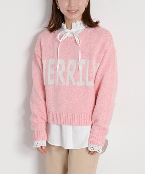 cepo（セポ）の「ヨリ杢ジャガードロゴニット（ニット/セーター・レディース・チャコール/グレー/ピンク・M）」の18枚目の写真