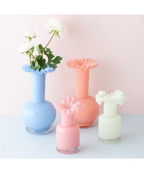 フリル フラワーベース M ピンク 花瓶（フラワーベース）｜Francfranc