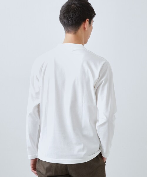 THE SHOP TK （ザ ショップ ティーケー ）の「【ジャケットインにもおすすめ】きれいめ長袖Tシャツ 洗濯機OK（Tシャツ/カットソー・メンズ・オフホワイト/ネイビー/ライトグレー・02/04/03/01）」の5枚目の写真