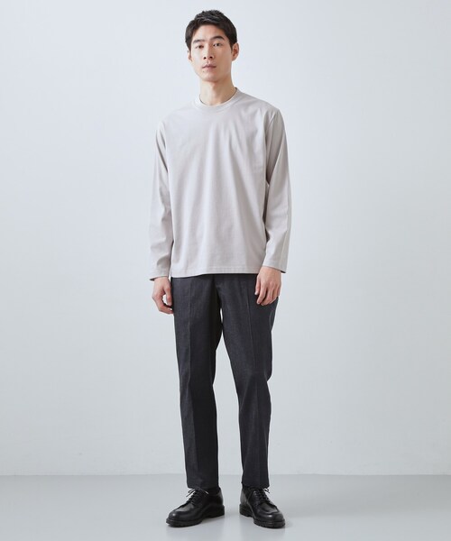 THE SHOP TK （ザ ショップ ティーケー ）の「【ジャケットインにもおすすめ】きれいめ長袖Tシャツ 洗濯機OK（Tシャツ/カットソー・メンズ・オフホワイト/ネイビー/ライトグレー・02/04/03/01）」の10枚目の写真