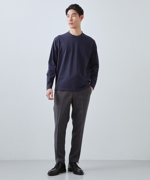 THE SHOP TK （ザ ショップ ティーケー ）の「【ジャケットインにもおすすめ】きれいめ長袖Tシャツ 洗濯機OK（Tシャツ/カットソー・メンズ・オフホワイト/ネイビー/ライトグレー・02/04/03/01）」の14枚目の写真
