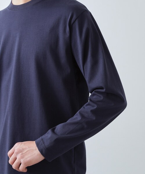 THE SHOP TK （ザ ショップ ティーケー ）の「【ジャケットインにもおすすめ】きれいめ長袖Tシャツ 洗濯機OK（Tシャツ/カットソー・メンズ・オフホワイト/ネイビー/ライトグレー・02/04/03/01）」の20枚目の写真
