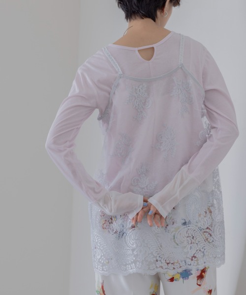 Eimee Law（エイミーロウ）の「チュールヘムシアートップス（Tシャツ/カットソー・レディース・ライトピンク/ブラック/オフホワイト/グレイッシュベージュ・FREE）」の4枚目の写真