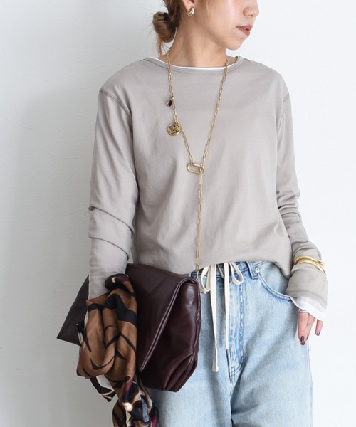 Eimee Law（エイミーロウ）の「チュールヘムシアートップス（Tシャツ/カットソー・レディース・ライトピンク/ブラック/オフホワイト/グレイッシュベージュ・FREE）」の3枚目の写真