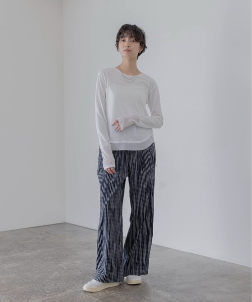 Eimee Law（エイミーロウ）の「チュールヘムシアートップス（Tシャツ/カットソー・レディース・ライトピンク/ブラック/オフホワイト/グレイッシュベージュ・FREE）」の5枚目の写真