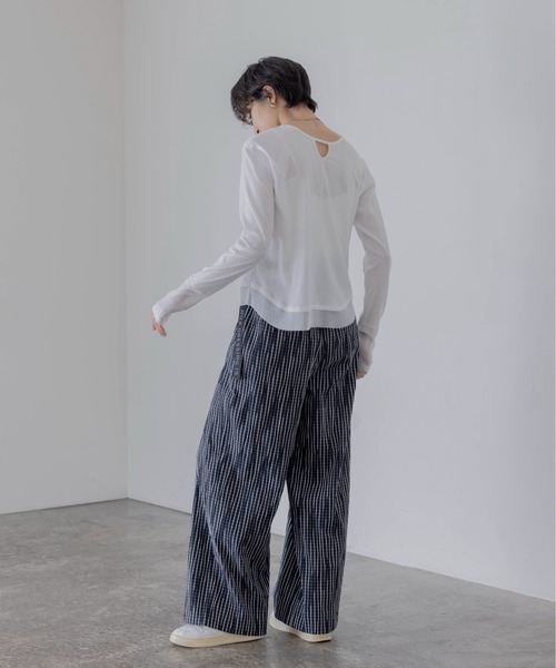 Eimee Law（エイミーロウ）の「チュールヘムシアートップス（Tシャツ/カットソー・レディース・ライトピンク/ブラック/オフホワイト/グレイッシュベージュ・FREE）」の6枚目の写真