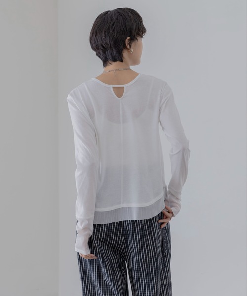 Eimee Law（エイミーロウ）の「チュールヘムシアートップス（Tシャツ/カットソー・レディース・ライトピンク/ブラック/オフホワイト/グレイッシュベージュ・FREE）」の8枚目の写真