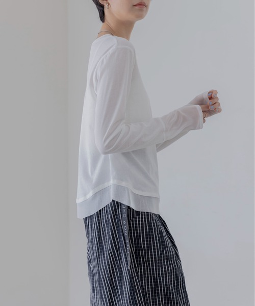 Eimee Law（エイミーロウ）の「チュールヘムシアートップス（Tシャツ/カットソー・レディース・ライトピンク/ブラック/オフホワイト/グレイッシュベージュ・FREE）」の9枚目の写真