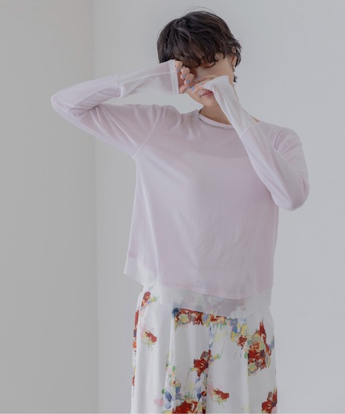 Eimee Law（エイミーロウ）の「チュールヘムシアートップス（Tシャツ/カットソー・レディース・ライトピンク/ブラック/オフホワイト/グレイッシュベージュ・FREE）」の12枚目の写真