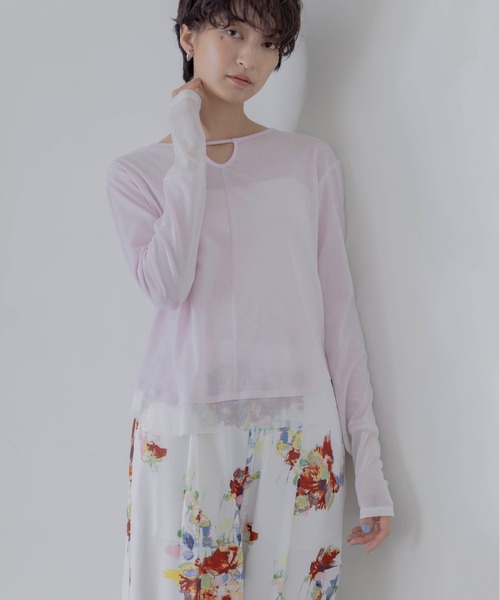Eimee Law（エイミーロウ）の「チュールヘムシアートップス（Tシャツ/カットソー・レディース・ライトピンク/ブラック/オフホワイト/グレイッシュベージュ・FREE）」の17枚目の写真