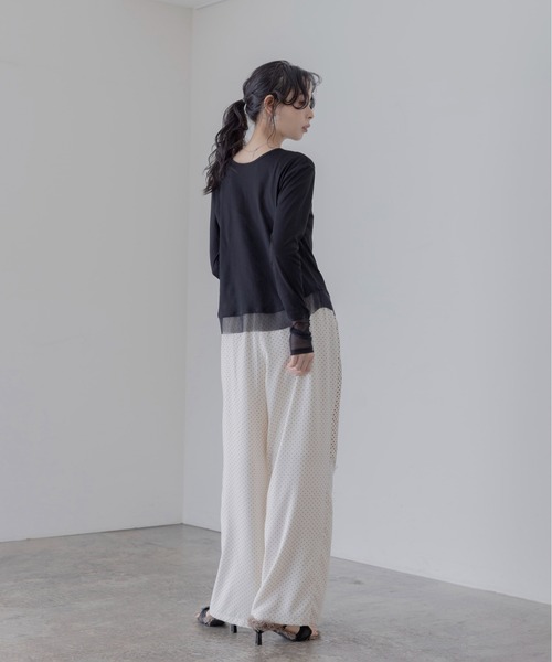 Eimee Law（エイミーロウ）の「チュールヘムシアートップス（Tシャツ/カットソー・レディース・ライトピンク/ブラック/オフホワイト/グレイッシュベージュ・FREE）」の20枚目の写真