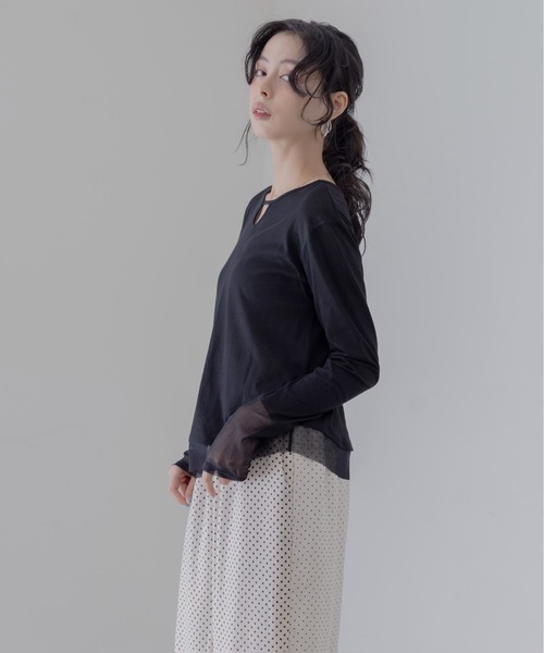 Eimee Law（エイミーロウ）の「チュールヘムシアートップス（Tシャツ/カットソー・レディース・ライトピンク/ブラック/オフホワイト/グレイッシュベージュ・FREE）」の21枚目の写真