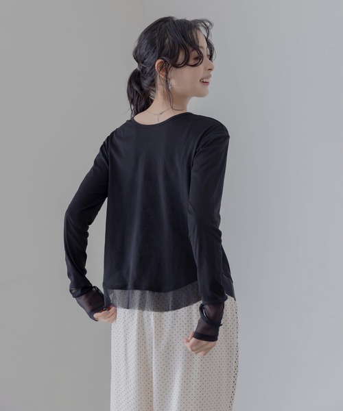 Eimee Law（エイミーロウ）の「チュールヘムシアートップス（Tシャツ/カットソー・レディース・ライトピンク/ブラック/オフホワイト/グレイッシュベージュ・FREE）」の22枚目の写真