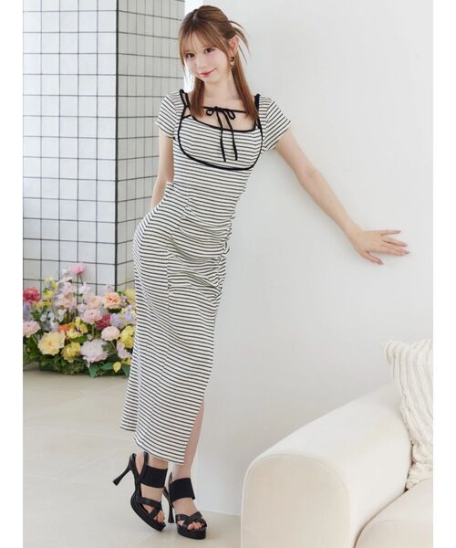 EATME(イートミー)の「【UV機能】デコルテバイカラーリブワンピース(ワンピース・レディース・ベージュ/その他1/グレー/ブラック・FREE)」の7枚目の写真