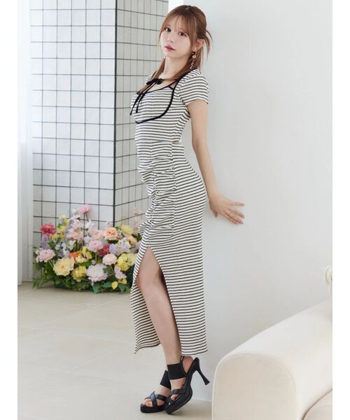 EATME(イートミー)の「【UV機能】デコルテバイカラーリブワンピース(ワンピース・レディース・ベージュ/その他1/グレー/ブラック・FREE)」の8枚目の写真