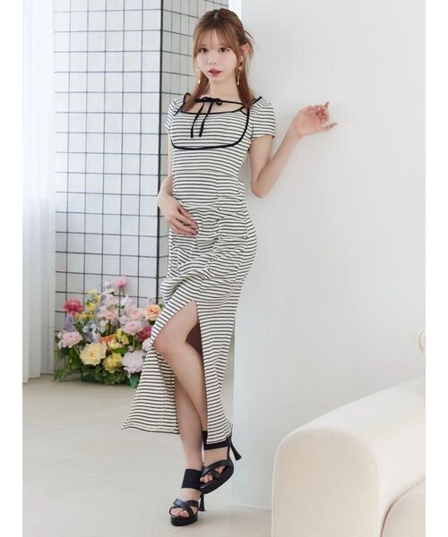 EATME(イートミー)の「【UV機能】デコルテバイカラーリブワンピース(ワンピース・レディース・ベージュ/その他1/グレー/ブラック・FREE)」の10枚目の写真