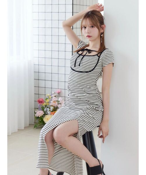 EATME(イートミー)の「【UV機能】デコルテバイカラーリブワンピース(ワンピース・レディース・ベージュ/その他1/グレー/ブラック・FREE)」の11枚目の写真