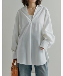 [2026S/S COLLECTION]オーバーサイズVネックスキッパーブロードチュニックブラウス