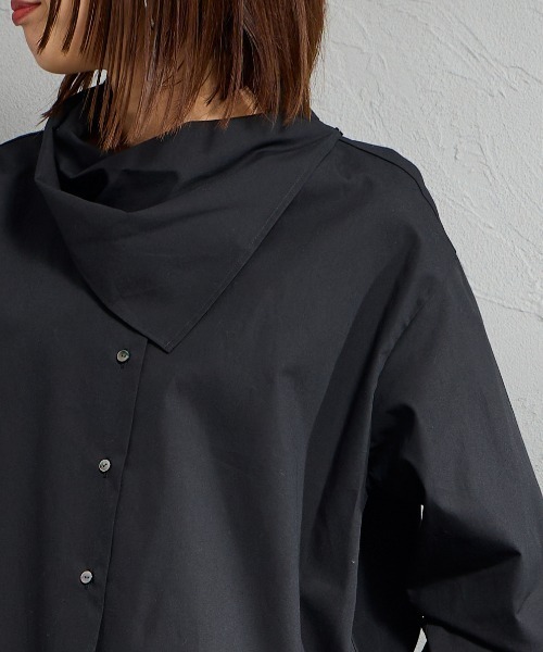 mizuiroind（ミズイロインド）の「[mizuiro ind/ミズイロインド] スカーフカラーシャツ（シャツ/ブラウス・レディース・ブラック/オフホワイト・F）」の10枚目の写真