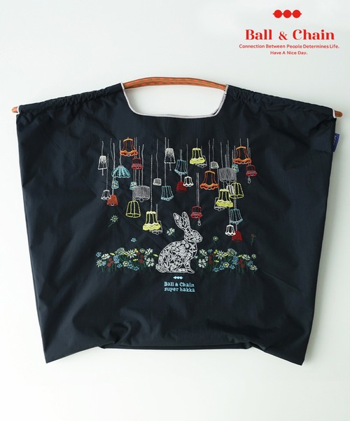 SUPER HAKKA×Ball&Chain ランプとうさぎ刺繍トートバッグ(L)（トート