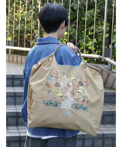 SUPER HAKKA(スーパーハッカ)の「SUPER HAKKA×Ball&Chain ランプとうさぎ刺繍トートバッグ(L)(トートバッグ・レディース・ネイビー/ベージュ・FREE)」の14枚目の写真