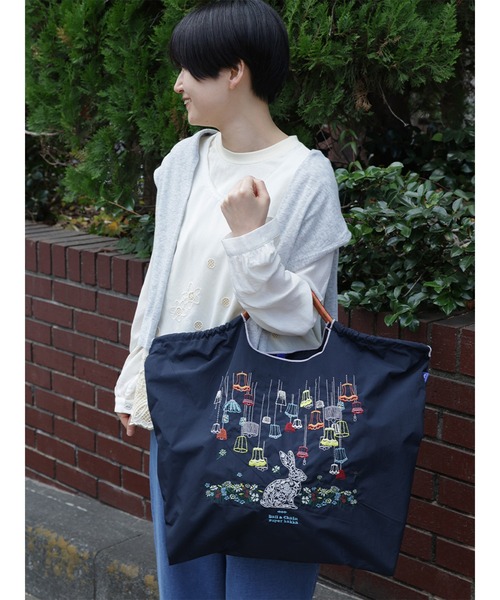 SUPER HAKKA×Ball&Chain ランプとうさぎ刺繍トートバッグ(L)（トート
