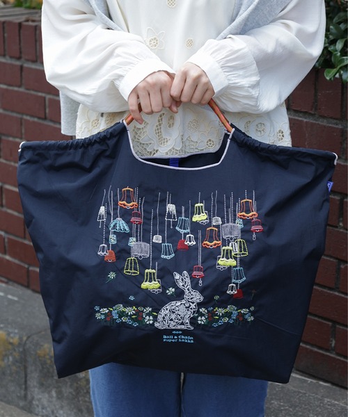 SUPER HAKKA(スーパーハッカ)の「SUPER HAKKA×Ball&Chain ランプとうさぎ刺繍トートバッグ(L)(トートバッグ・レディース・ネイビー/ベージュ・FREE)」の18枚目の写真