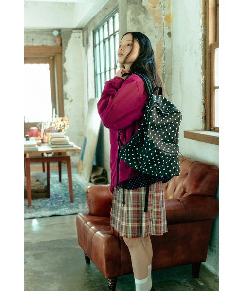 KOOKEESEE（クキシ）の「アン ドットパターン コットン バックパック_ブラック（バックパック/リュック・レディース・その他・FREE）」の6枚目の写真