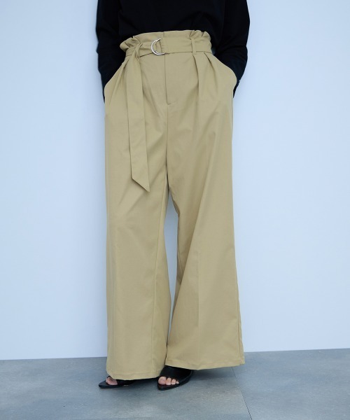 VICKY（ビッキー）の「ツイルチノワイドパンツ≪手洗い可能≫（その他パンツ・レディース・ベージュ/ブラック・M）」の2枚目の写真