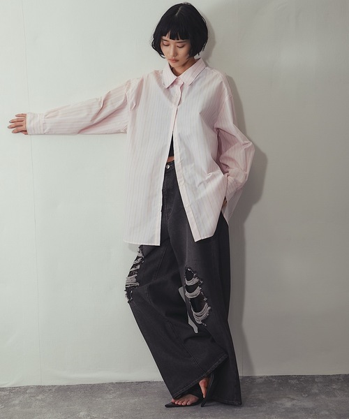 ANOTHER S(アナザーエス)の「レース付きワイドデニム(デニムパンツ・レディース・ブルー/ブラック・M/S)」の15枚目の写真