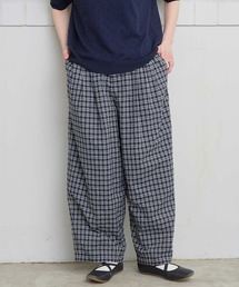 l'atelier du savon | シャ-リングチェック/ストライプ リラックスパンツ(その他パンツ)