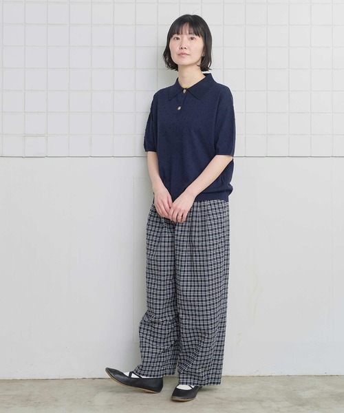 l'atelier du savon(アトリエドサボン)の「シャ-リングチェック/ストライプ リラックスパンツ(その他パンツ・レディース・グリーン/ネイビー/ベージュ・FREE)」の22枚目の写真