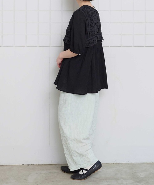 l'atelier du savon(アトリエドサボン)の「シャ-リングチェック/ストライプ リラックスパンツ(その他パンツ・レディース・グリーン/ネイビー/ベージュ・FREE)」の10枚目の写真