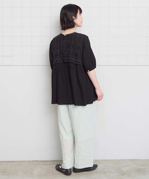 l'atelier du savon(アトリエドサボン)の「シャ-リングチェック/ストライプ リラックスパンツ(その他パンツ・レディース・グリーン/ネイビー/ベージュ・FREE)」の11枚目の写真