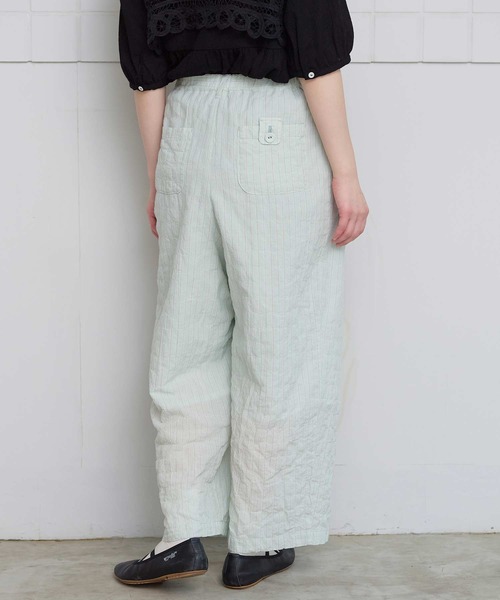 l'atelier du savon(アトリエドサボン)の「シャ-リングチェック/ストライプ リラックスパンツ(その他パンツ・レディース・グリーン/ネイビー/ベージュ・FREE)」の5枚目の写真