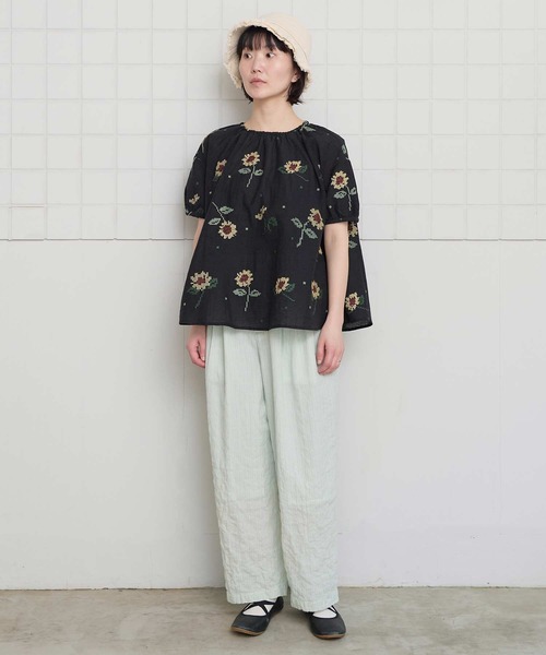 l'atelier du savon(アトリエドサボン)の「シャ-リングチェック/ストライプ リラックスパンツ(その他パンツ・レディース・グリーン/ネイビー/ベージュ・FREE)」の13枚目の写真