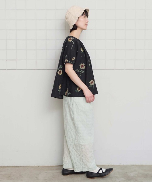 l'atelier du savon(アトリエドサボン)の「シャ-リングチェック/ストライプ リラックスパンツ(その他パンツ・レディース・グリーン/ネイビー/ベージュ・FREE)」の15枚目の写真