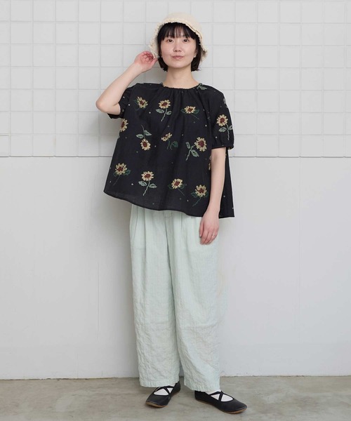 l'atelier du savon(アトリエドサボン)の「シャ-リングチェック/ストライプ リラックスパンツ(その他パンツ・レディース・グリーン/ネイビー/ベージュ・FREE)」の17枚目の写真