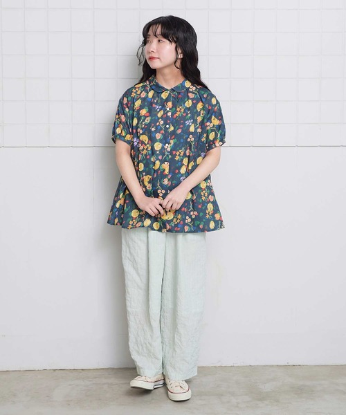 l'atelier du savon(アトリエドサボン)の「シャ-リングチェック/ストライプ リラックスパンツ(その他パンツ・レディース・グリーン/ネイビー/ベージュ・FREE)」の19枚目の写真