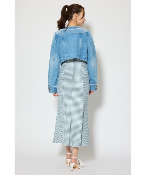 rienda（リエンダ）の「【森香澄さん着用】ノーカラーフリンジデニムジャケット 春服（ノーカラージャケット・レディース・ブルー/ライトブルー・SMALL/MEDIUM）」の20枚目の写真