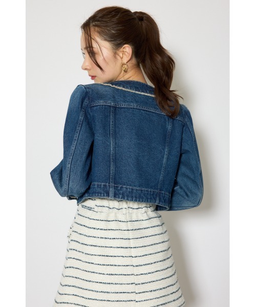 rienda（リエンダ）の「【森香澄さん着用】ノーカラーフリンジデニムジャケット 春服（ノーカラージャケット・レディース・ブルー/ライトブルー・SMALL/MEDIUM）」の11枚目の写真